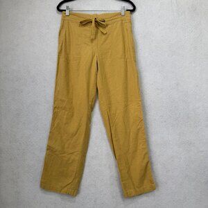 per se Pants Womens Small Yellow Drawstring Elastic Waist Straight Leg Pockets